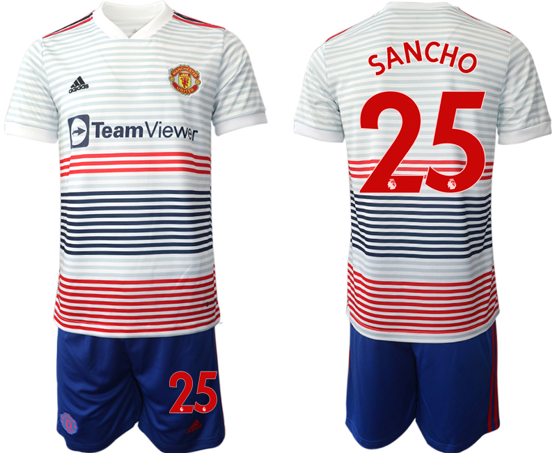 Men 2022-2023 Club Manchester United away white #25 Adidas Soccer Jersey->manchester united jersey->Soccer Club Jersey